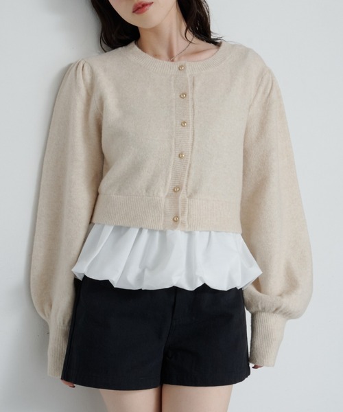 Kastane（カスタネ）の「*2WAYバルーンニットカーディガン（カーディガン/ボレロ・レディース・グレー/アイボリー/ブラック・FREE）」の2枚目の写真