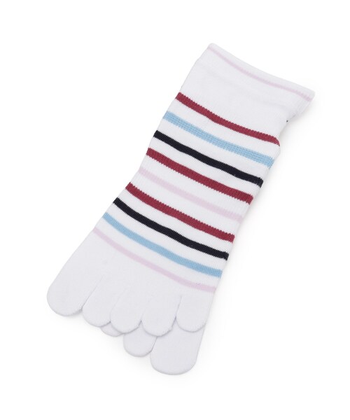 adabat（アダバット）の「5本指ボーダーショートソックス（ソックス/靴下・レディース・ホワイト系3/ブラック系2/ネイビー系2・00）」の2枚目の写真