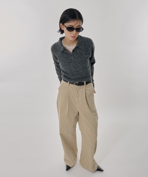 Perushu(ペルーシュ)の「フィンガーホールショートポロニット(ニット/セーター・レディース・チャコールグレー/ミント/ダークブラウン・SMALL/MEDIUM)」の10枚目の写真