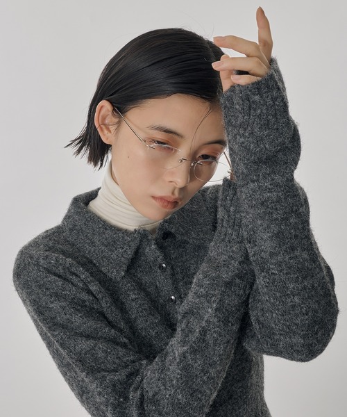 Perushu(ペルーシュ)の「フィンガーホールショートポロニット(ニット/セーター・レディース・チャコールグレー/ミント/ダークブラウン・SMALL/MEDIUM)」の13枚目の写真