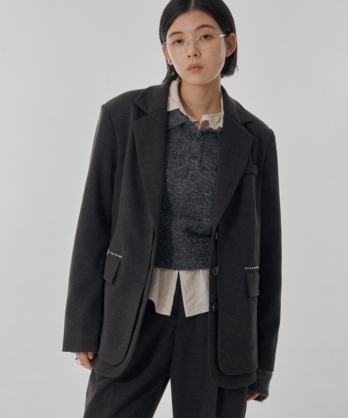 Perushu(ペルーシュ)の「フィンガーホールショートポロニット(ニット/セーター・レディース・チャコールグレー/ミント/ダークブラウン・SMALL/MEDIUM)」の22枚目の写真