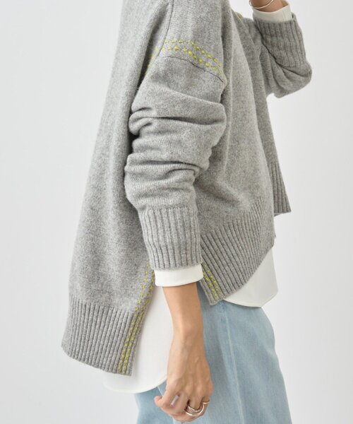 BEARDSLEY（ビアズリー）の「ステッチニット（ニット/セーター・レディース・チャコールグレー/ライトグレー・FREE）」の2枚目の写真