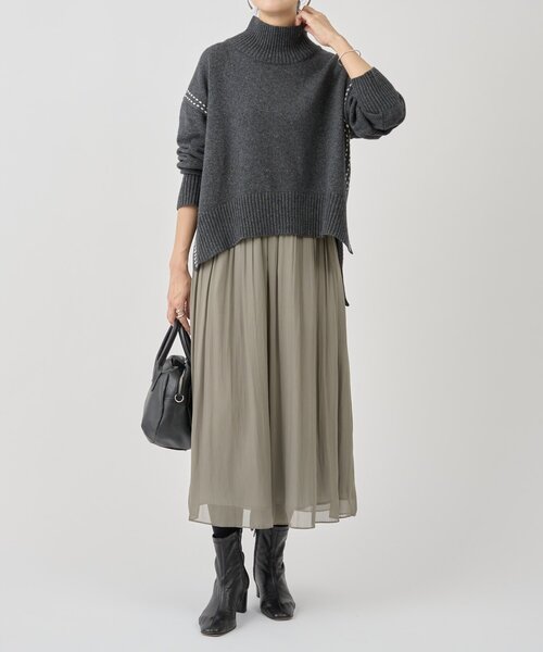 BEARDSLEY（ビアズリー）の「ステッチニット（ニット/セーター・レディース・チャコールグレー/ライトグレー・FREE）」の3枚目の写真