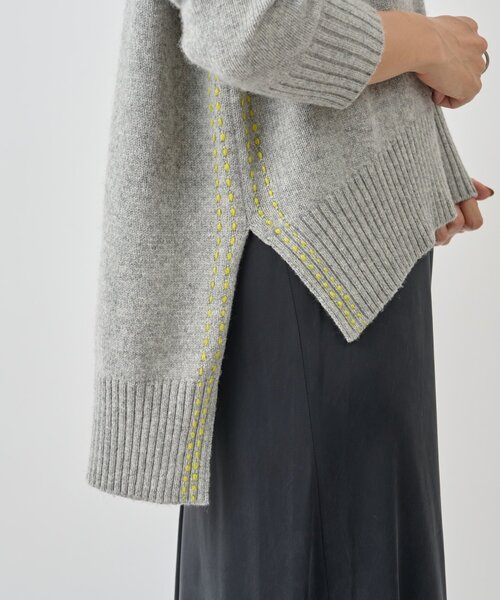 BEARDSLEY（ビアズリー）の「ステッチニット（ニット/セーター・レディース・チャコールグレー/ライトグレー・FREE）」の13枚目の写真