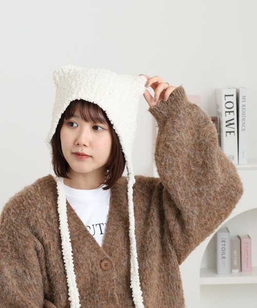 Fabulous（ファビュラス）の「fabulous 猫耳ニット帽（ニットキャップ/ビーニー・レディース・ブラック/アイボリー/ベージュ・FREE）」の12枚目の写真