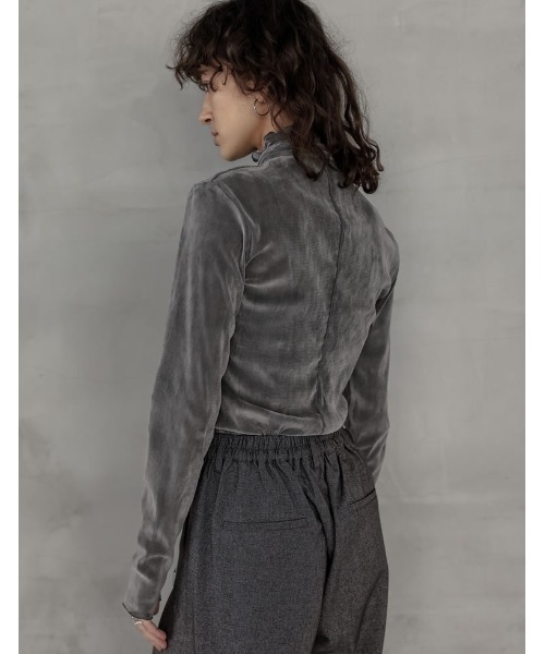 Re:EDIT（リエディ）の「[2025AW COLLECTION][2点セット]シアーフロッキーベロアスカーフ付きハイネックトップス（Tシャツ/カットソー・レディース・アイボリー/チャコールグレー/ブラック/ブラウン・LARGE/MEDIUM）」の21枚目の写真