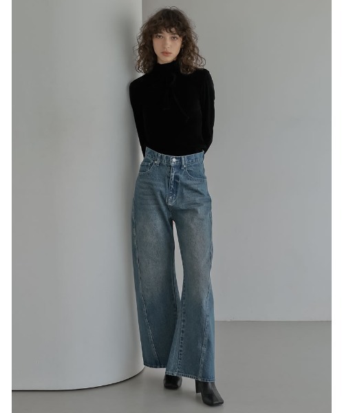 Re:EDIT（リエディ）の「[2025AW COLLECTION][2点セット]シアーフロッキーベロアスカーフ付きハイネックトップス（Tシャツ/カットソー・レディース・アイボリー/チャコールグレー/ブラック/ブラウン・LARGE/MEDIUM）」の5枚目の写真