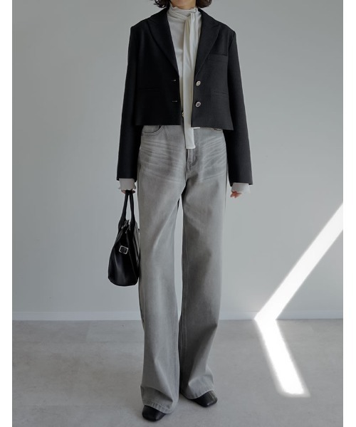 Re:EDIT（リエディ）の「[2025AW COLLECTION][2点セット]シアーフロッキーベロアスカーフ付きハイネックトップス（Tシャツ/カットソー・レディース・アイボリー/チャコールグレー/ブラック/ブラウン・LARGE/MEDIUM）」の14枚目の写真