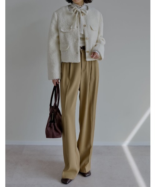 Re:EDIT（リエディ）の「[2025AW COLLECTION][2点セット]シアーフロッキーベロアスカーフ付きハイネックトップス（Tシャツ/カットソー・レディース・アイボリー/チャコールグレー/ブラック/ブラウン・LARGE/MEDIUM）」の18枚目の写真