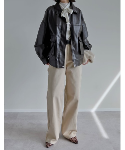 Re:EDIT（リエディ）の「[2025AW COLLECTION][2点セット]シアーフロッキーベロアスカーフ付きハイネックトップス（Tシャツ/カットソー・レディース・アイボリー/チャコールグレー/ブラック/ブラウン・LARGE/MEDIUM）」の19枚目の写真