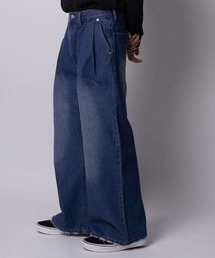 SlashDate（スラッシュデイト）の「【78】ブラスト加工 ツータック ワイドデニムスラックス（デニムパンツ・メンズ）」