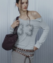 【SETUP‐EXE】33 STRIPE V-NECK TOP / 【セットアップエグゼ】33ストライプ長袖Ｖネック長袖Ｔシャツ <着用動画あり>
