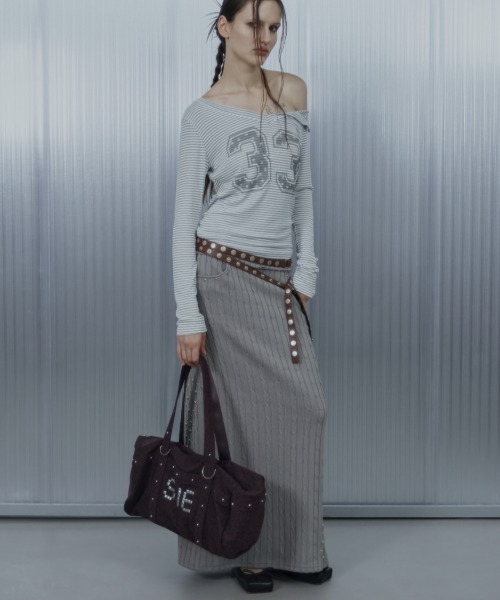 SETUPEXE（セットアップイーエックスイー）の「【SETUP‐EXE】33 STRIPE V-NECK TOP / 【セットアップエグゼ】33ストライプ長袖Ｖネック長袖Ｔシャツ（Tシャツ/カットソー・レディース・杢グレー/ブラック/ホワイト・ONE SIZE）」の7枚目の写真