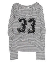 SETUPEXE（セットアップイーエックスイー）の「【SETUP‐EXE】33 STRIPE V-NECK TOP / 【セットアップエグゼ】33ストライプ長袖Ｖネック長袖Ｔシャツ <着用動画あり>（Tシャツ/カットソー）」