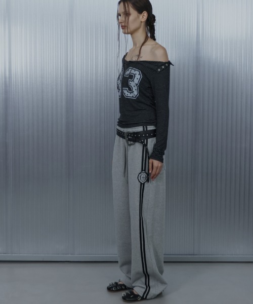 SETUPEXE（セットアップイーエックスイー）の「【SETUP‐EXE】33 STRIPE V-NECK TOP / 【セットアップエグゼ】33ストライプ長袖Ｖネック長袖Ｔシャツ（Tシャツ/カットソー・レディース・杢グレー/ブラック/ホワイト・ONE SIZE）」の16枚目の写真