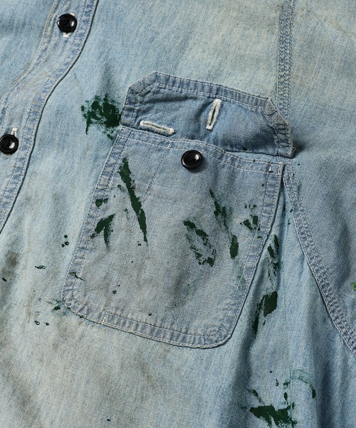 BOW WOW(バウワウ)の「PAINT STAINED CHAMBRAY SHIRT, VENT HOLES(シャツ/ブラウス・メンズ・インディゴブルー・L/XL)」の5枚目の写真