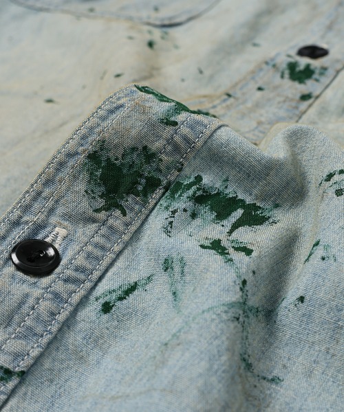 BOW WOW(バウワウ)の「PAINT STAINED CHAMBRAY SHIRT, VENT HOLES(シャツ/ブラウス・メンズ・インディゴブルー・L/XL)」の6枚目の写真