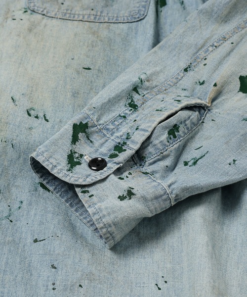 BOW WOW(バウワウ)の「PAINT STAINED CHAMBRAY SHIRT, VENT HOLES(シャツ/ブラウス・メンズ・インディゴブルー・L/XL)」の7枚目の写真