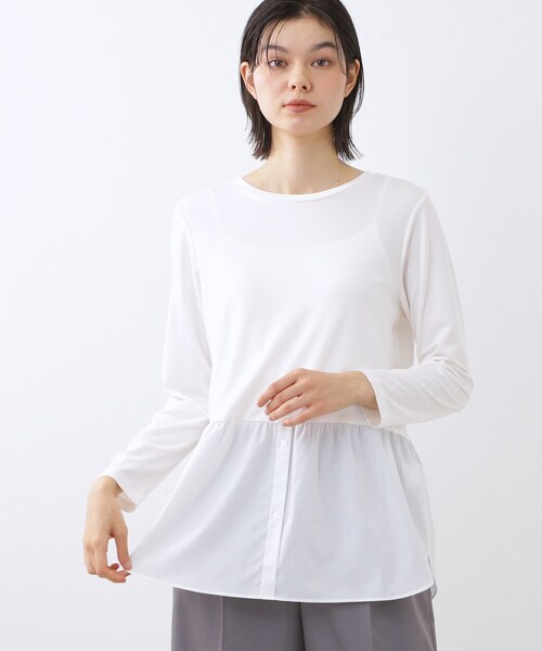 Reflect(リフレクト)の「【重ね着でも一枚着でも◎】ドッキングジャージトップス(Tシャツ/カットソー・レディース・ブルー系その他4/アイボリー・11/09)」の3枚目の写真