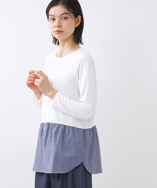 Reflect(リフレクト)の「【重ね着でも一枚着でも◎】ドッキングジャージトップス(Tシャツ/カットソー・レディース・ブルー系その他4/アイボリー・11/09)」の7枚目の写真