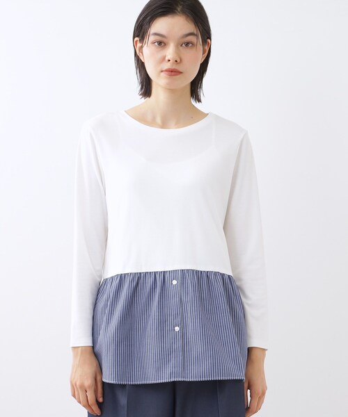Reflect(リフレクト)の「【重ね着でも一枚着でも◎】ドッキングジャージトップス(Tシャツ/カットソー・レディース・ブルー系その他4/アイボリー・11/09)」の12枚目の写真