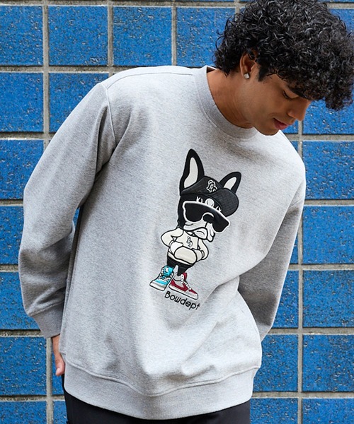 TETE(テット)の「【TETE SELECTION】DOG刺繍起毛クルートレーナー/スウェット クルーネック 長袖 カジュアル ストリート(スウェット・メンズ・ブラック/杢グレー・MEDIUM/LARGE/X-LARGE)」の2枚目の写真