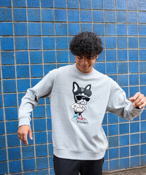TETE(テット)の「【TETE SELECTION】DOG刺繍起毛クルートレーナー/スウェット クルーネック 長袖 カジュアル ストリート(スウェット・メンズ・ブラック/杢グレー・MEDIUM/LARGE/X-LARGE)」の3枚目の写真