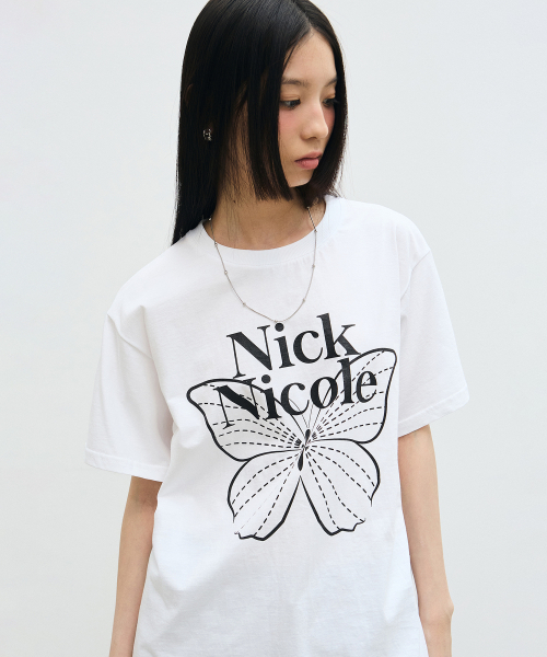NICK&NICOLE(ニックアンドニコール)の「BIG BUTTERFLY SLEEVE TOP_WHITE BLACK(Tシャツ/カットソー・レディース・その他・FREE)」の2枚目の写真