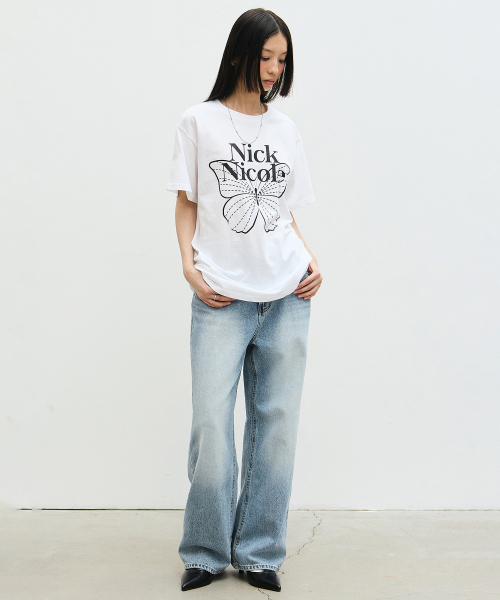 NICK&NICOLE(ニックアンドニコール)の「BIG BUTTERFLY SLEEVE TOP_WHITE BLACK(Tシャツ/カットソー・レディース・その他・FREE)」の4枚目の写真