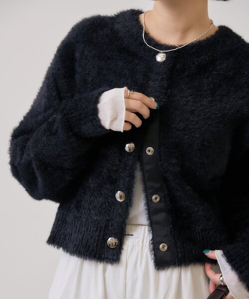 mystic（ミスティック）の「【ふわふわの触り心地/今すぐお届け可能◎】ミンクライクジャケットカーディガン（カーディガン/ボレロ・レディース・オフホワイト/ブラウン/ベージュ/ブラック・FREE）」の8枚目の写真