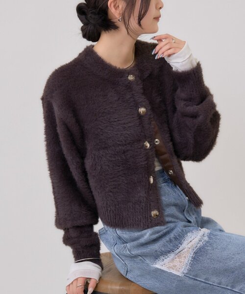 mystic（ミスティック）の「【ふわふわの触り心地/今すぐお届け可能◎】ミンクライクジャケットカーディガン（カーディガン/ボレロ・レディース・オフホワイト/ブラウン/ベージュ/ブラック・FREE）」の12枚目の写真