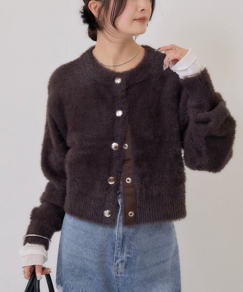 mystic（ミスティック）の「【ふわふわの触り心地/今すぐお届け可能◎】ミンクライクジャケットカーディガン（カーディガン/ボレロ・レディース・オフホワイト/ブラウン/ベージュ/ブラック・FREE）」の13枚目の写真