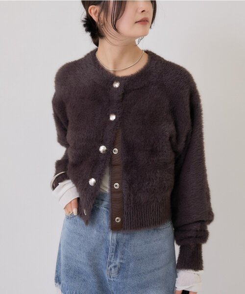 mystic（ミスティック）の「【ふわふわの触り心地/今すぐお届け可能◎】ミンクライクジャケットカーディガン（カーディガン/ボレロ・レディース・オフホワイト/ブラウン/ベージュ/ブラック・FREE）」の14枚目の写真