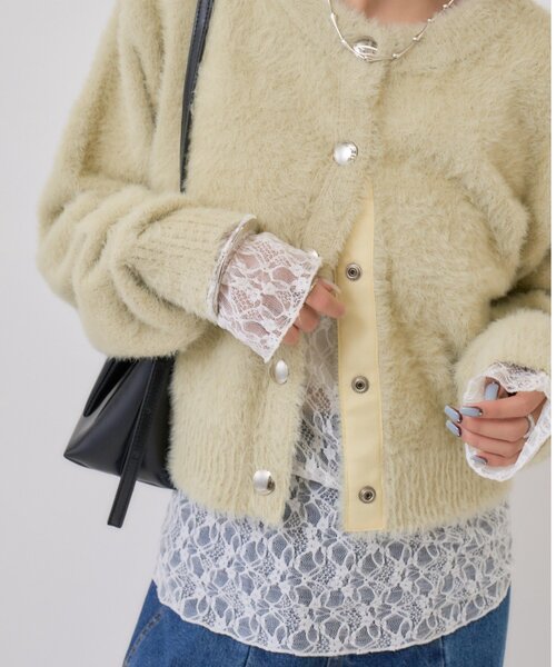 mystic（ミスティック）の「【ふわふわの触り心地/今すぐお届け可能◎】ミンクライクジャケットカーディガン（カーディガン/ボレロ・レディース・オフホワイト/ブラウン/ベージュ/ブラック・FREE）」の20枚目の写真