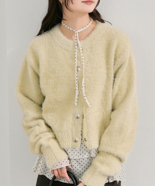 mystic（ミスティック）の「【ふわふわの触り心地/今すぐお届け可能◎】ミンクライクジャケットカーディガン（カーディガン/ボレロ・レディース・オフホワイト/ブラウン/ベージュ/ブラック・FREE）」の4枚目の写真
