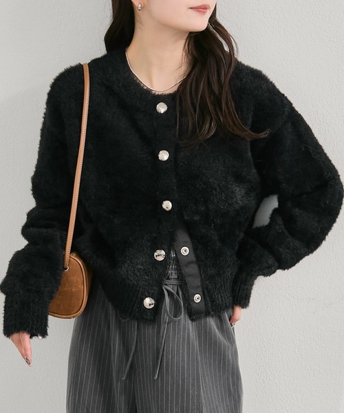 mystic（ミスティック）の「【ふわふわの触り心地/今すぐお届け可能◎】ミンクライクジャケットカーディガン（カーディガン/ボレロ・レディース・オフホワイト/ブラウン/ベージュ/ブラック・FREE）」の3枚目の写真