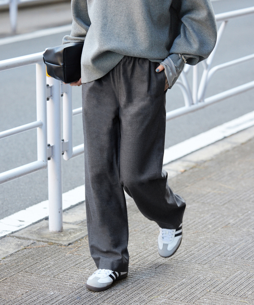SLOBE IENA(スローブイエナ)の「《3サイズ展開/WEB限定/追加2》ウール混ドロストイージースラックス(スラックス・レディース・チャコールグレー/ブラック・36/38/40)」の1枚目の写真