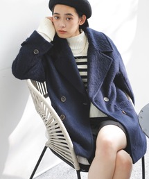 ピーコート（ブルー・ネイビー/青色系・チェック柄）ファッション通販