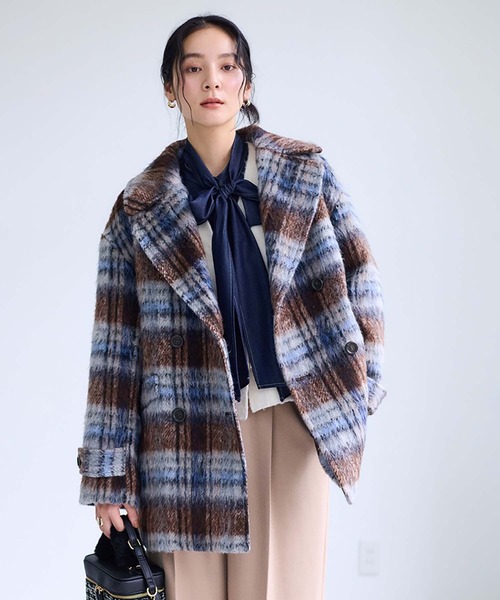 セール】【WEB限定】シャギーミディ丈Pコート（ピーコート）｜VIS