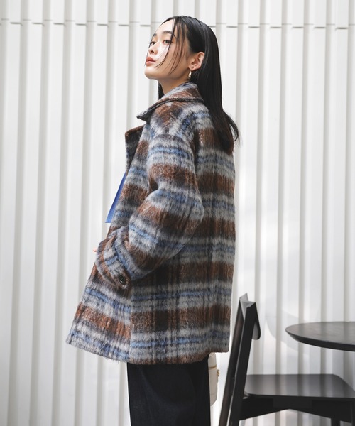 VIS（ビス）の「【WEB限定】シャギーミディ丈Pコート（ピーコート・レディース・ネイビー/ブラウン系その他2・S/M）」の3枚目の写真