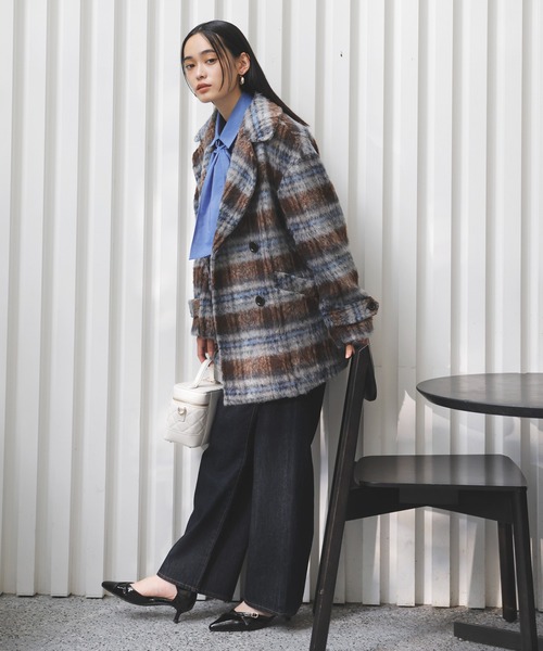 セール】【WEB限定】シャギーミディ丈Pコート（ピーコート）｜VIS