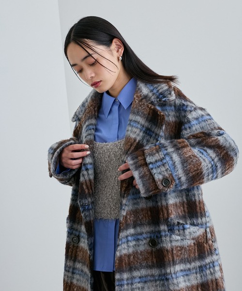 VIS（ビス）の「【WEB限定】シャギーミディ丈Pコート（ピーコート・レディース・ネイビー/ブラウン系その他2・S/M）」の5枚目の写真