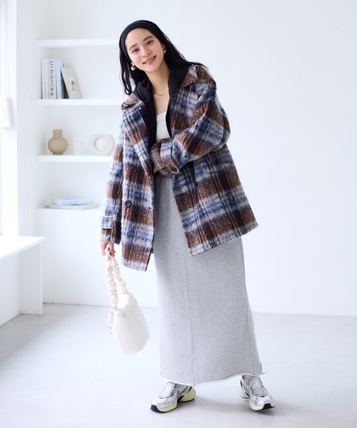 VIS（ビス）の「【WEB限定】シャギーミディ丈Pコート（ピーコート・レディース・ネイビー/ブラウン系その他2・S/M）」の6枚目の写真