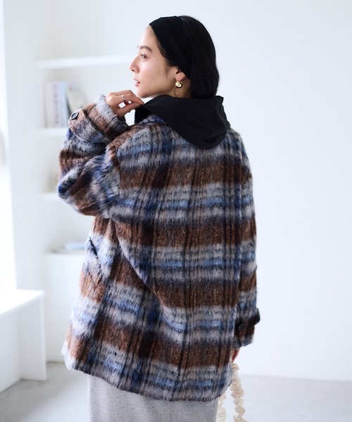 VIS（ビス）の「【WEB限定】シャギーミディ丈Pコート（ピーコート・レディース・ネイビー/ブラウン系その他2・S/M）」の8枚目の写真