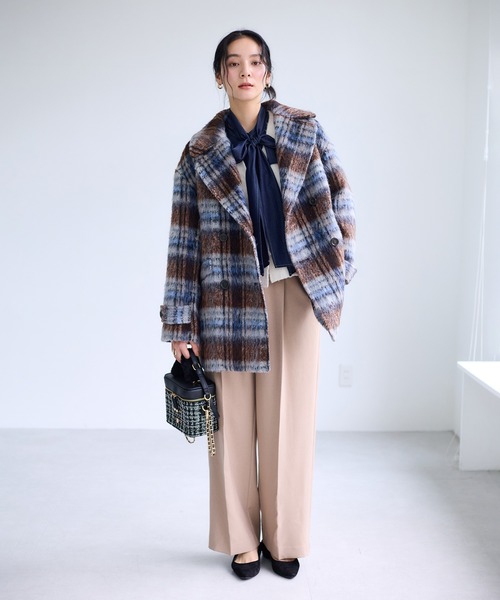 VIS（ビス）の「【WEB限定】シャギーミディ丈Pコート（ピーコート・レディース・ネイビー/ブラウン系その他2・S/M）」の9枚目の写真