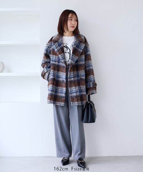 VIS（ビス）の「【WEB限定】シャギーミディ丈Pコート（ピーコート・レディース・ネイビー/ブラウン系その他2・S/M）」の12枚目の写真