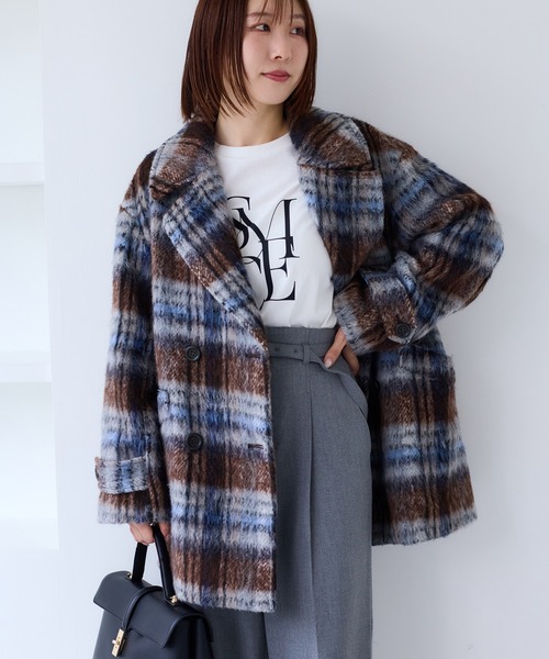 VIS（ビス）の「【WEB限定】シャギーミディ丈Pコート（ピーコート・レディース・ネイビー/ブラウン系その他2・S/M）」の13枚目の写真