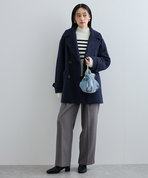 セール】【WEB限定】シャギーミディ丈Pコート（ピーコート）｜VIS