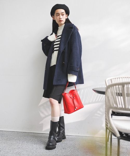 セール】【WEB限定】シャギーミディ丈Pコート（ピーコート）｜VIS