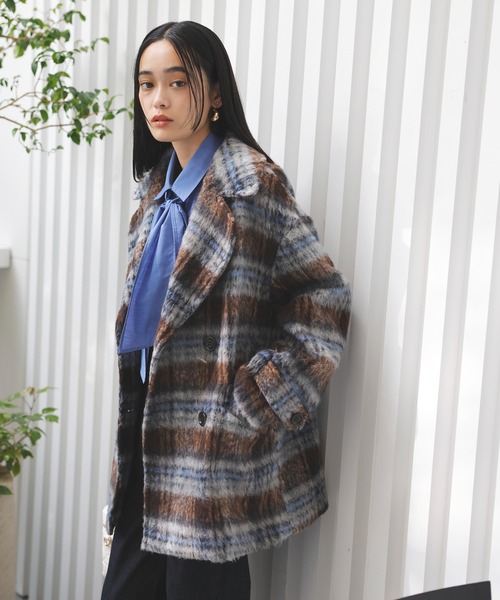 セール】【WEB限定】シャギーミディ丈Pコート（ピーコート）｜VIS